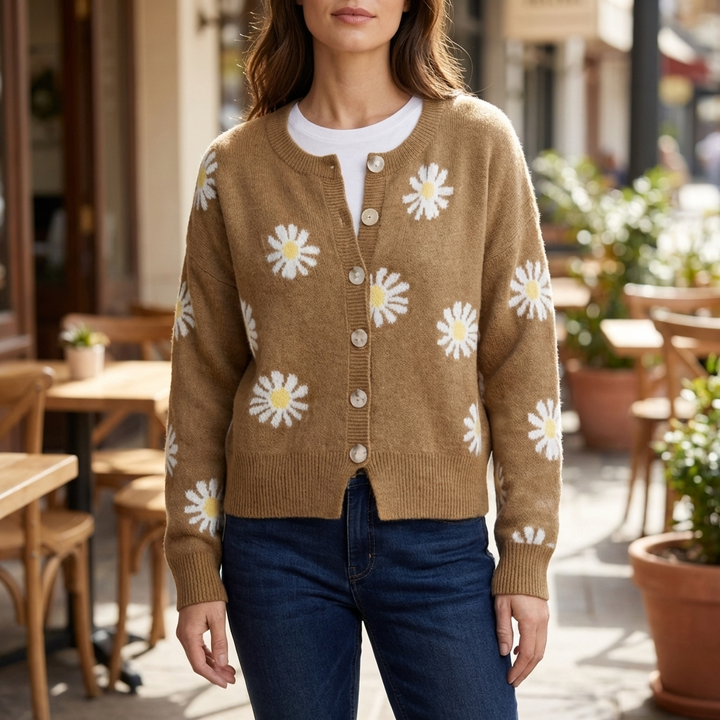 Maglione in Maglia Floreale per Donne