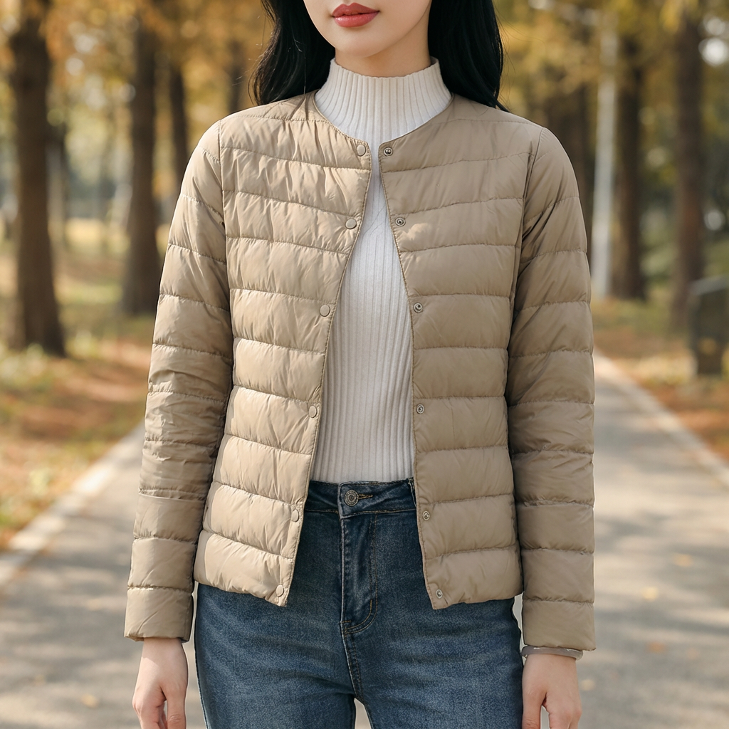 Puffer Senza Collo Primavera e Inverno per Donne