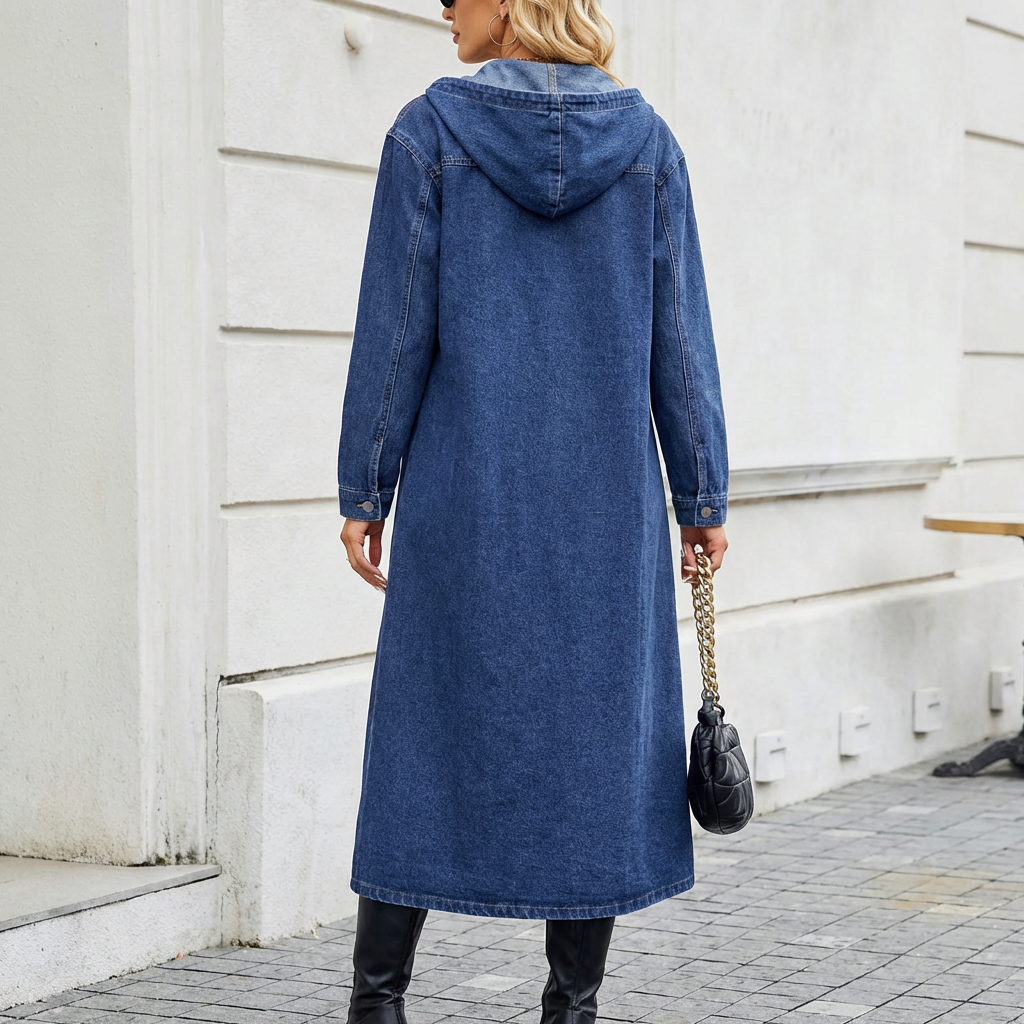 Giacca Trench Lunga in Denim da Donna