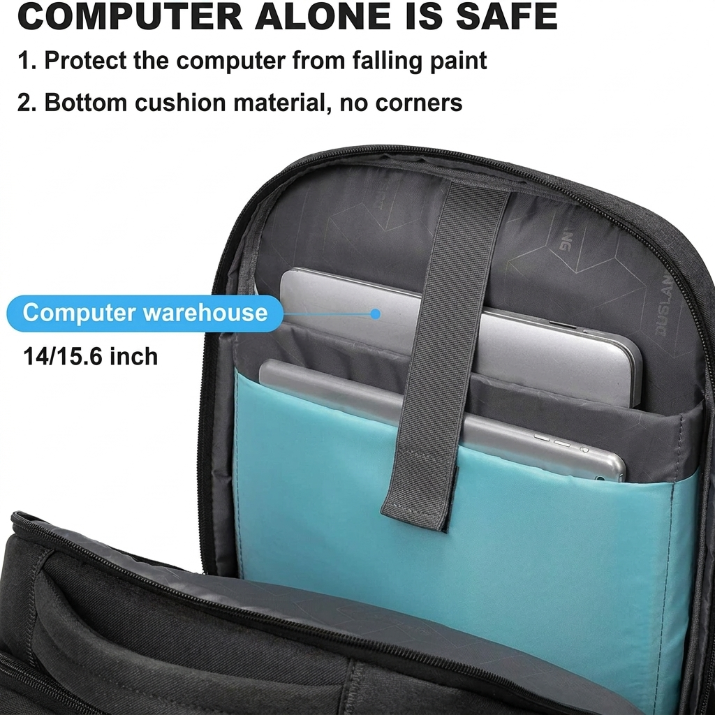 Zaino impermeabile per laptop e viaggio con scomparti organizzati