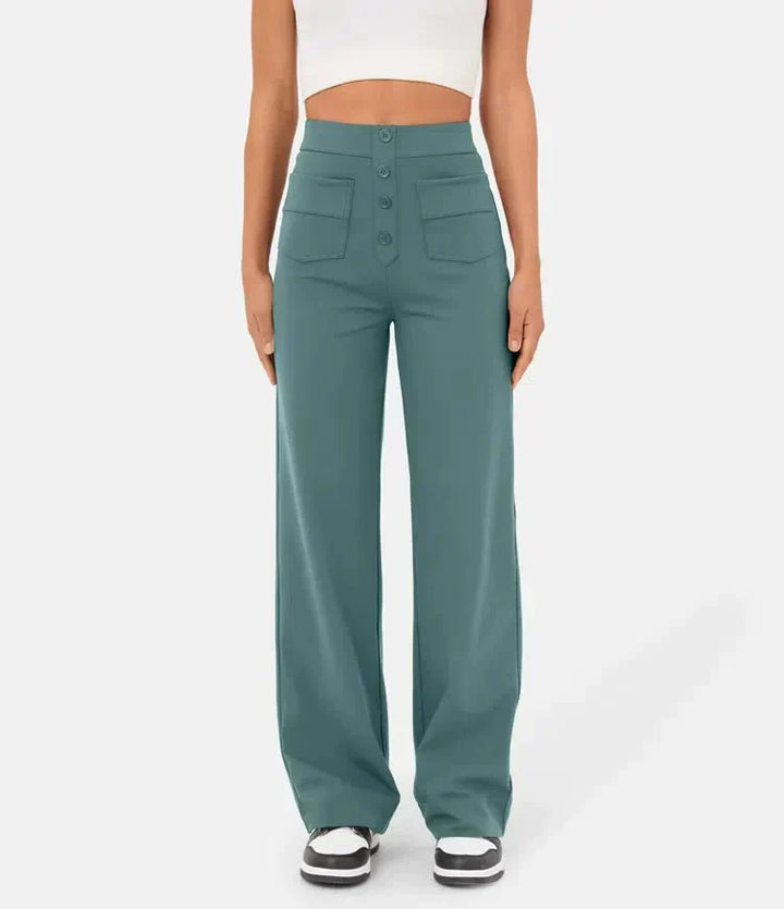 Pantaloni casual elasticizzati a vita alta da donna