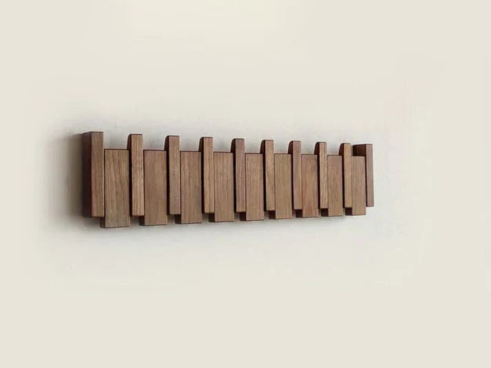 Wall-Mounted Coat Rack in Sturdy Wood with Musical Design