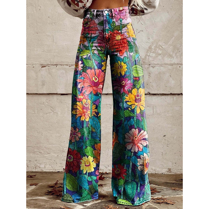 Pantaloni lunghi da donna – Ritan Stampa floreale e tinta unita