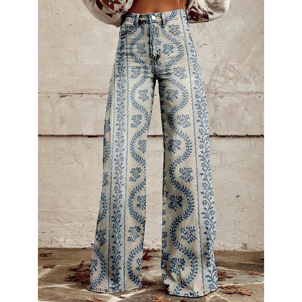 Pantaloni lunghi da donna – Ritan Stampa floreale e tinta unita