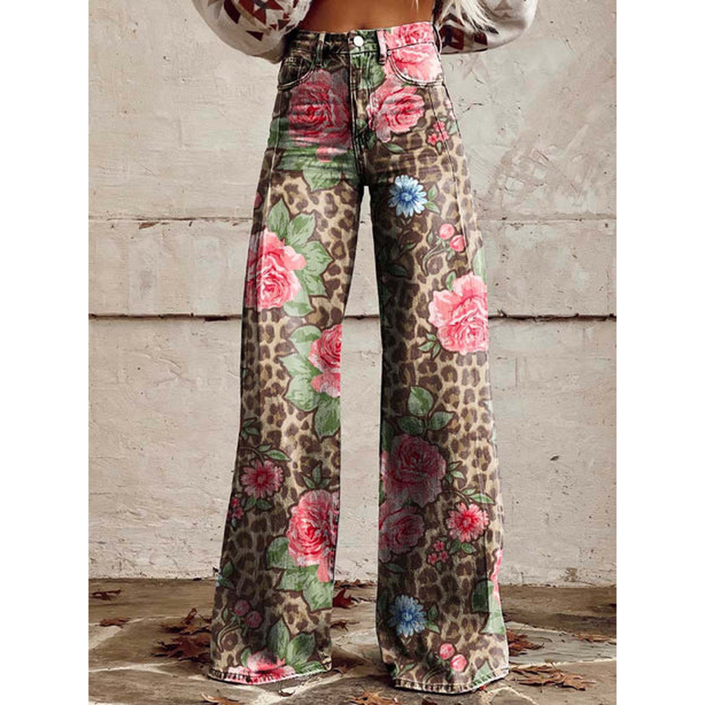Pantaloni lunghi da donna – Ritan Stampa floreale e tinta unita