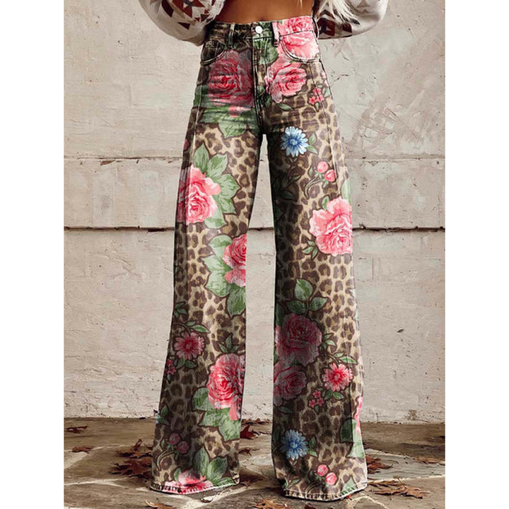 Pantaloni lunghi da donna – Ritan Stampa floreale e tinta unita
