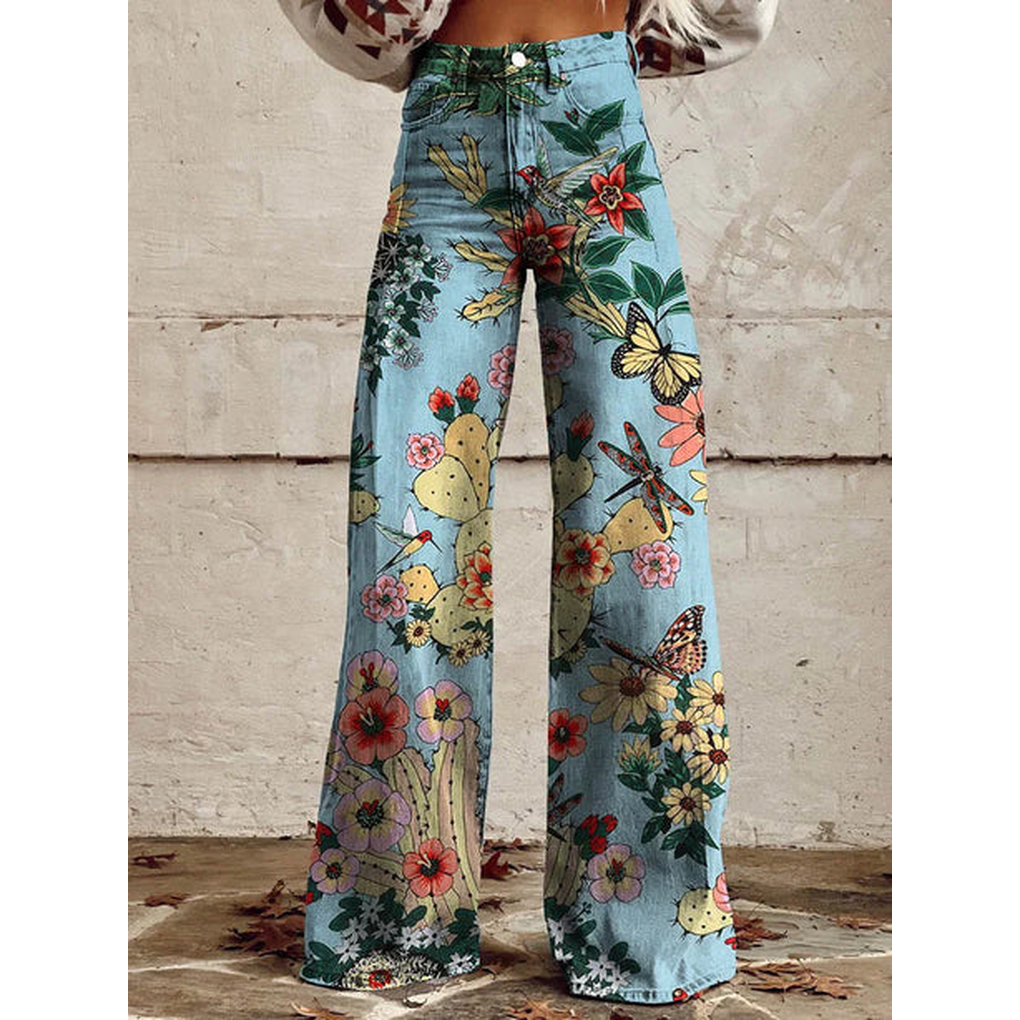 Pantaloni lunghi da donna – Ritan Stampa floreale e tinta unita