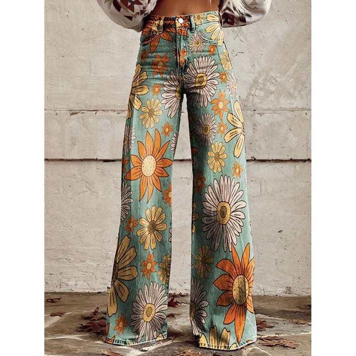 Pantaloni lunghi da donna – Ritan Stampa floreale e tinta unita