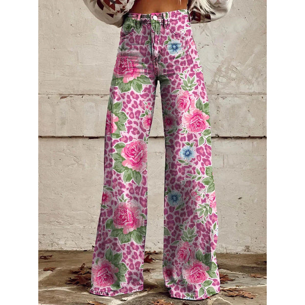 Pantaloni lunghi da donna – Ritan Stampa floreale e tinta unita
