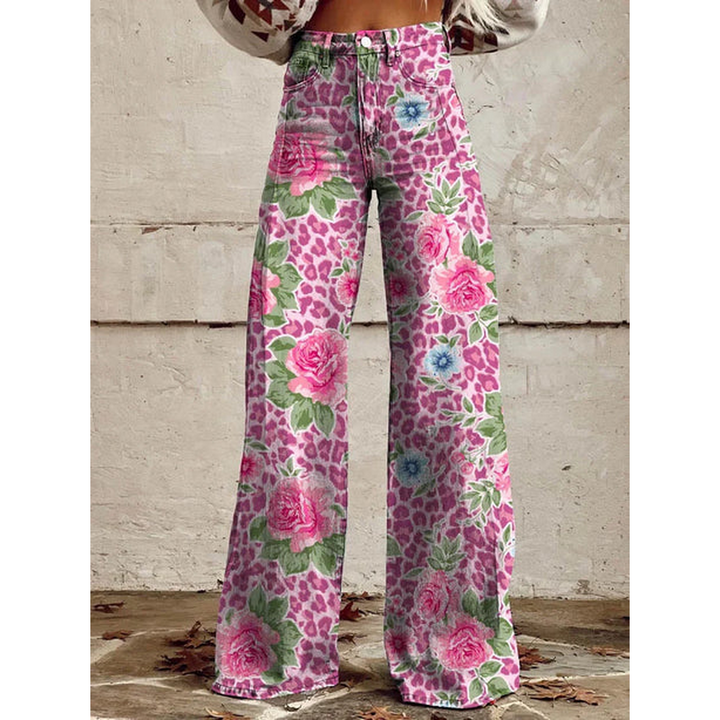 Pantaloni lunghi da donna – Ritan Stampa floreale e tinta unita
