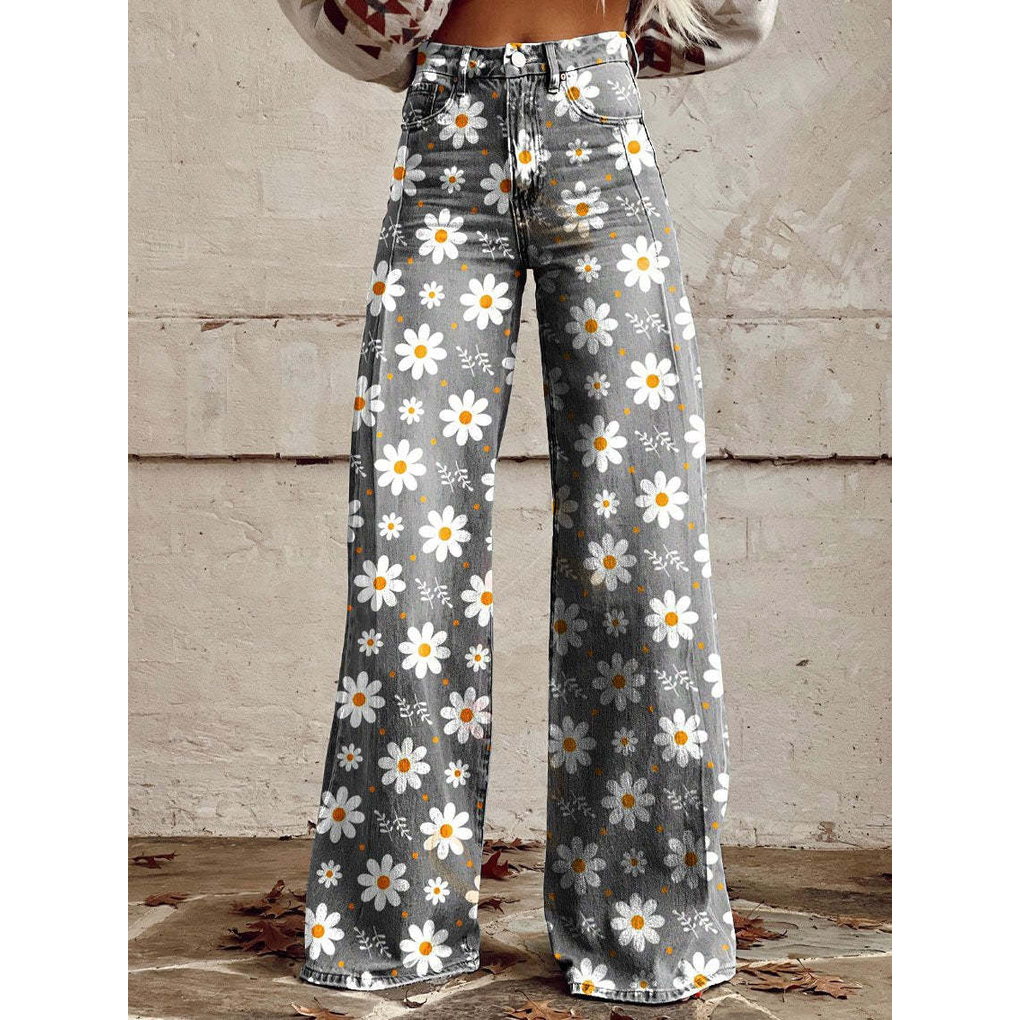 Pantaloni lunghi da donna – Ritan Stampa floreale e tinta unita