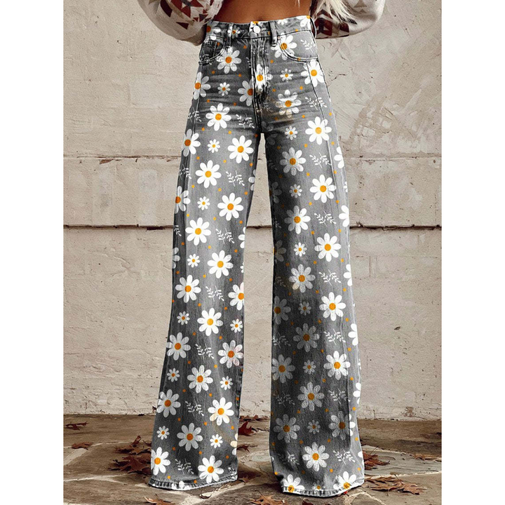 Pantaloni lunghi da donna – Ritan Stampa floreale e tinta unita