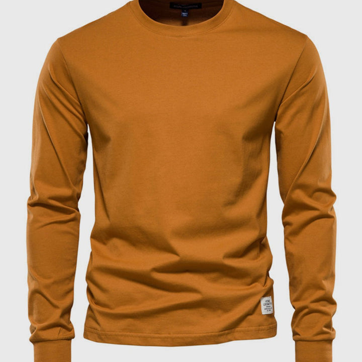 Camicia in Cotone da Uomo a Maniche Lunghe con Collo Tondo