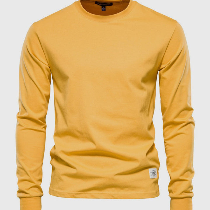 Camicia in Cotone da Uomo a Maniche Lunghe con Collo Tondo