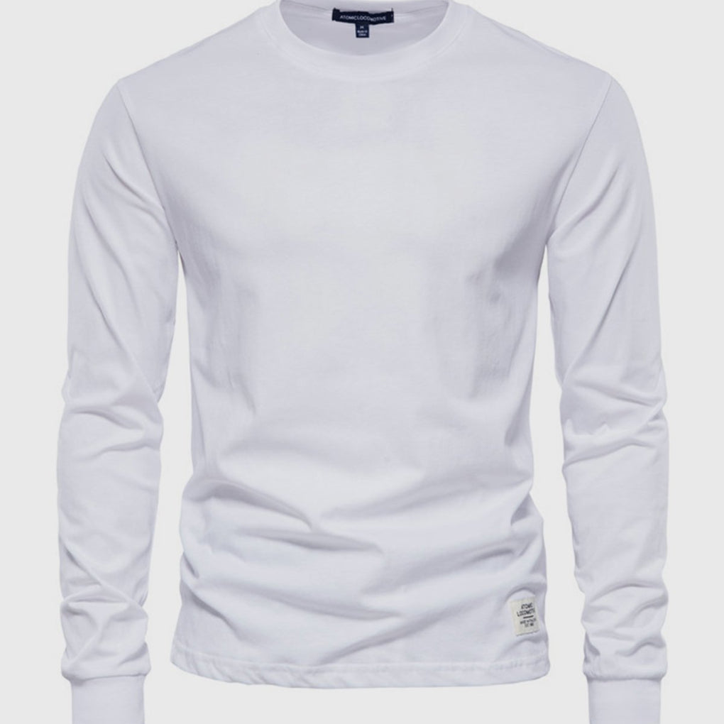 Camicia in Cotone a Maniche Lunghe per Uomo con Collo Rotondo