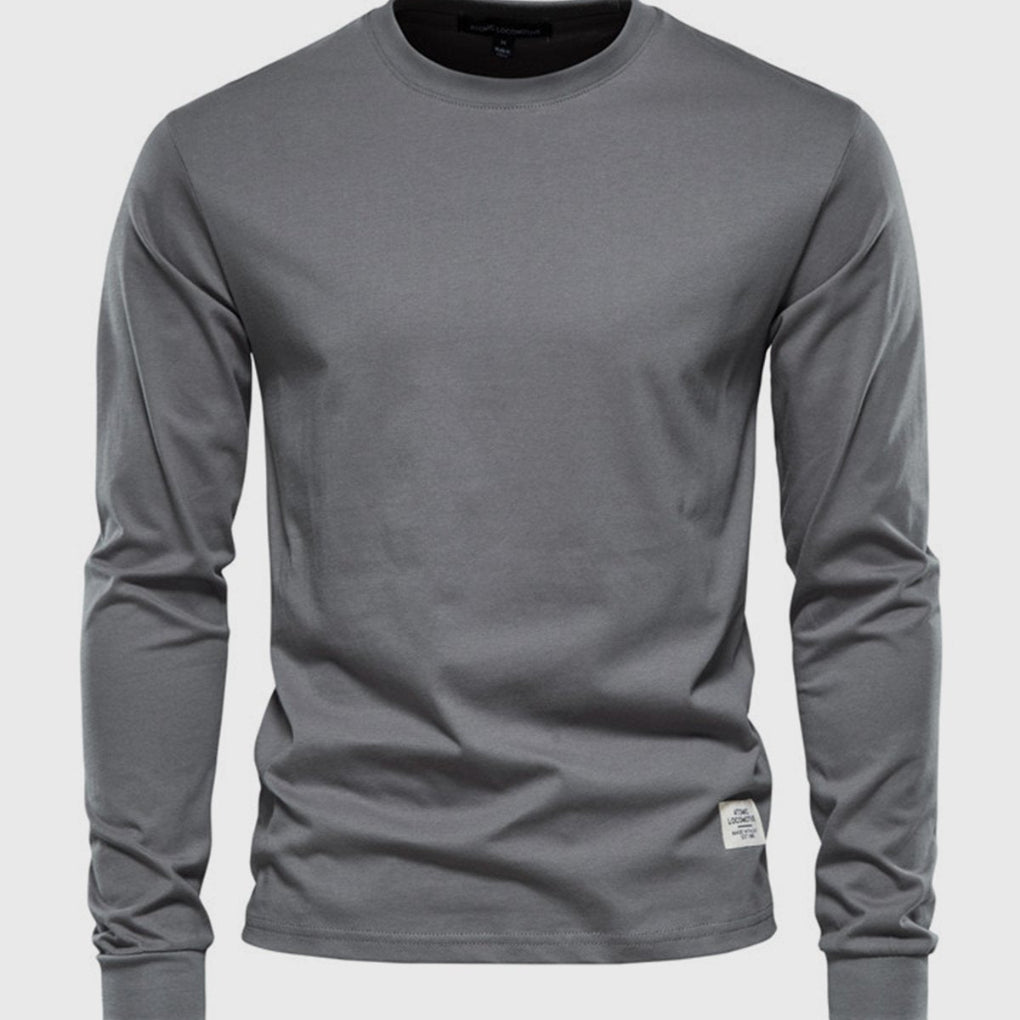 Camicia in Cotone a Maniche Lunghe per Uomo con Collo Rotondo