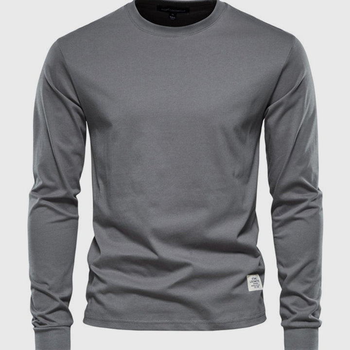 Camicia in Cotone a Maniche Lunghe per Uomo con Collo Rotondo