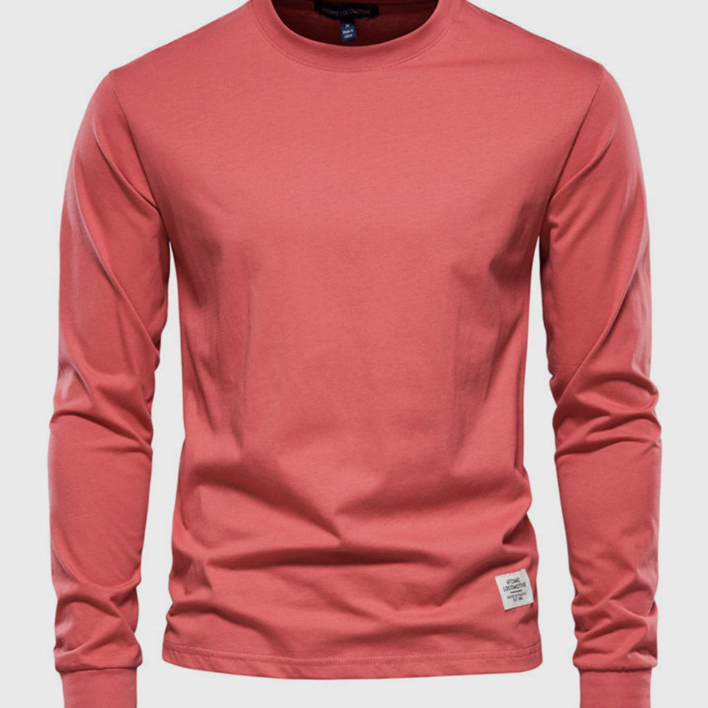 Camicia in Cotone a Maniche Lunghe per Uomo con Collo Rotondo