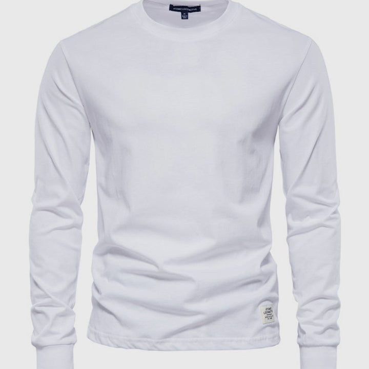 Camicia in Cotone da Uomo a Maniche Lunghe con Collo Tondo