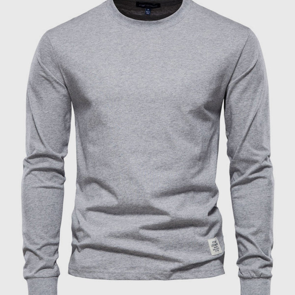 Camicia in Cotone a Maniche Lunghe per Uomo con Collo Rotondo