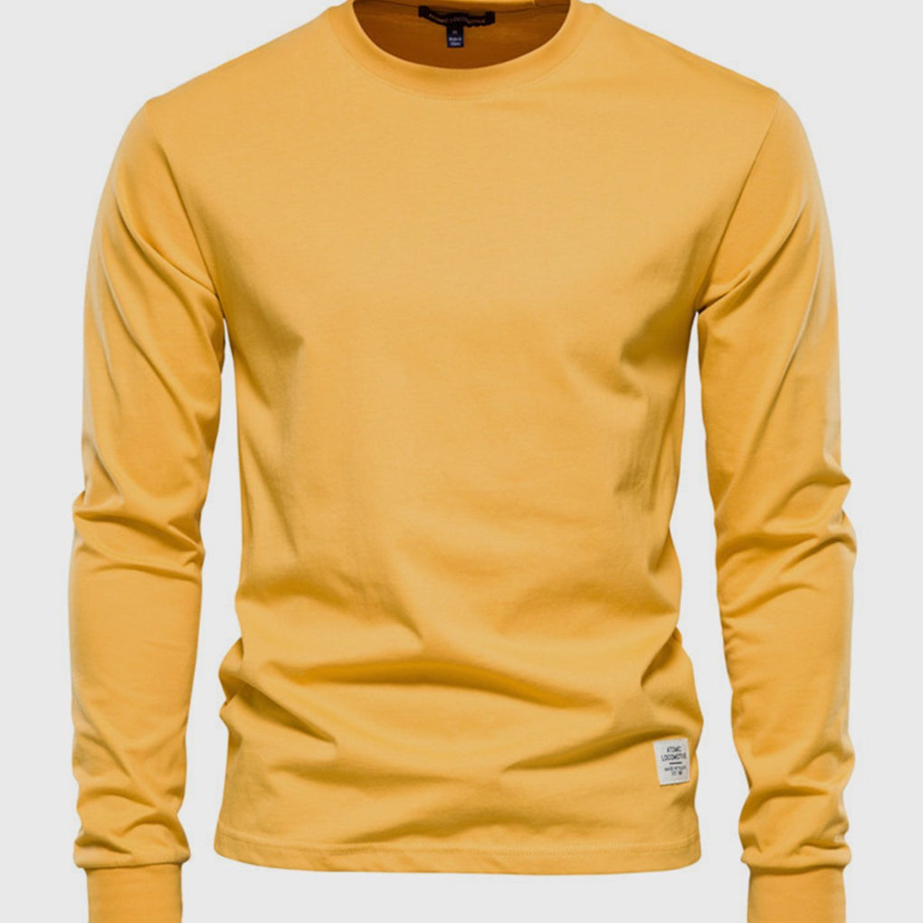 Camicia in Cotone a Maniche Lunghe per Uomo con Collo Rotondo