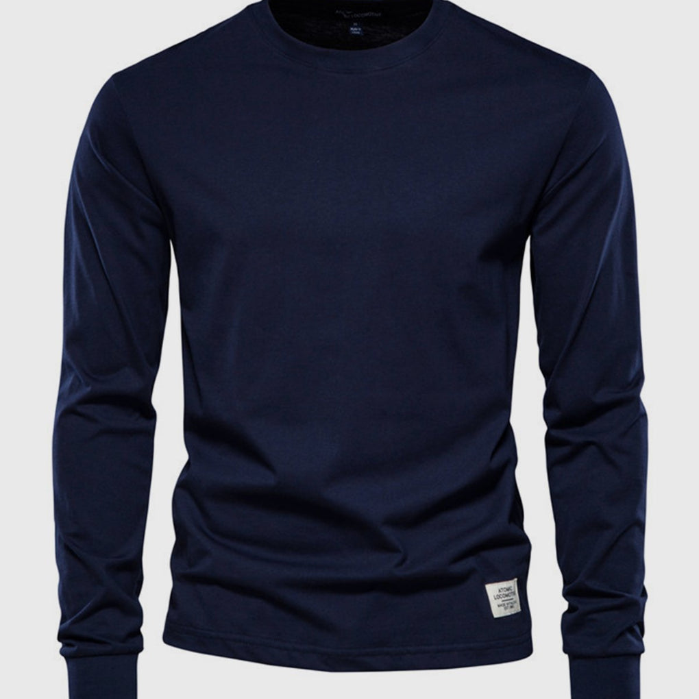 Camicia in Cotone da Uomo a Maniche Lunghe con Collo Tondo