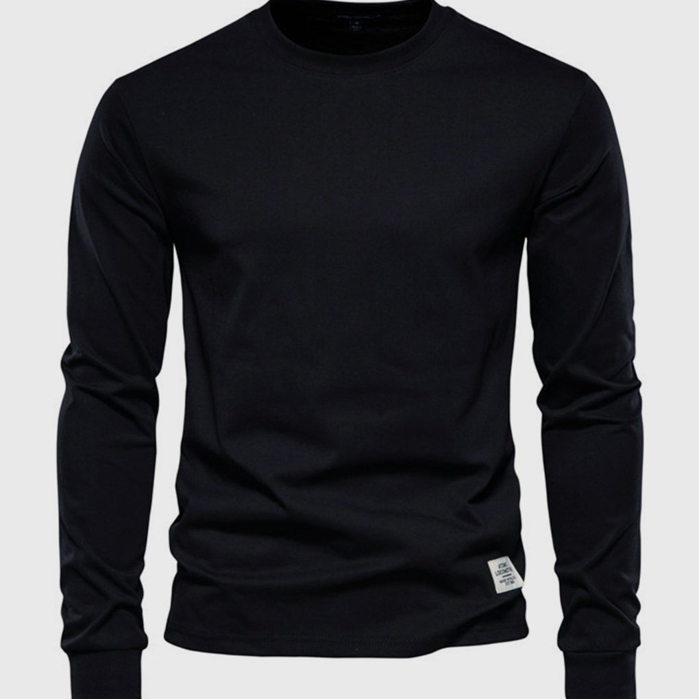 Camicia in Cotone a Maniche Lunghe per Uomo con Collo Rotondo