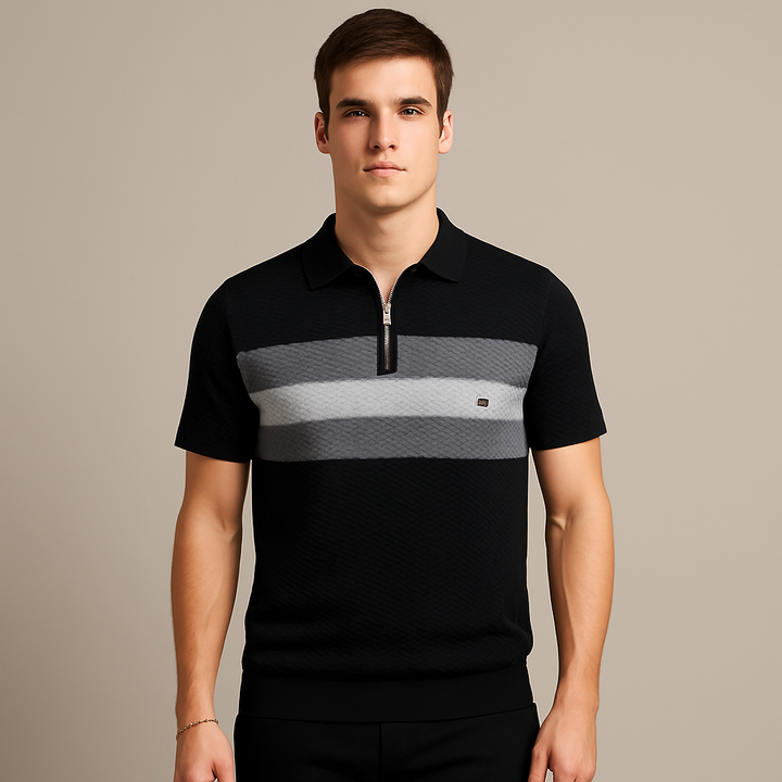 Men's shirt with striped knit pattern