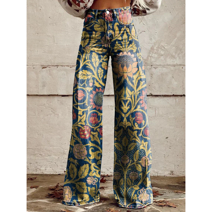Pantaloni lunghi da donna – Ritan Stampa floreale e tinta unita