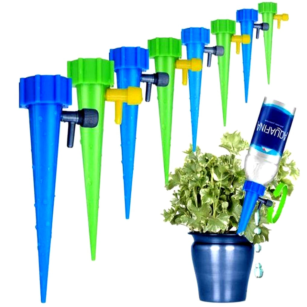 Picchetti per irrigazione automatica delle piante (confezione da 12) – Aiuto da giardino a flusso regolabile