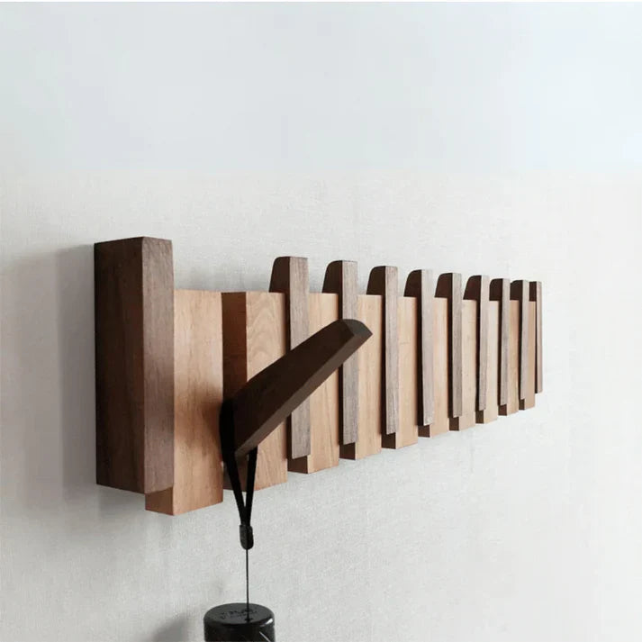 Wall-Mounted Coat Rack in Sturdy Wood with Musical Design