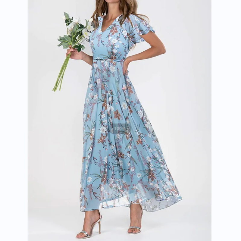 Maxi dress with butterfly sleeves