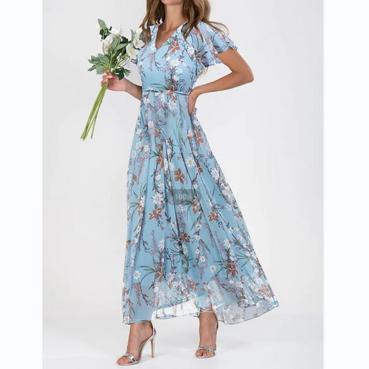 Maxi dress with butterfly sleeves