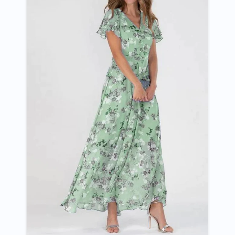 Maxi dress with butterfly sleeves
