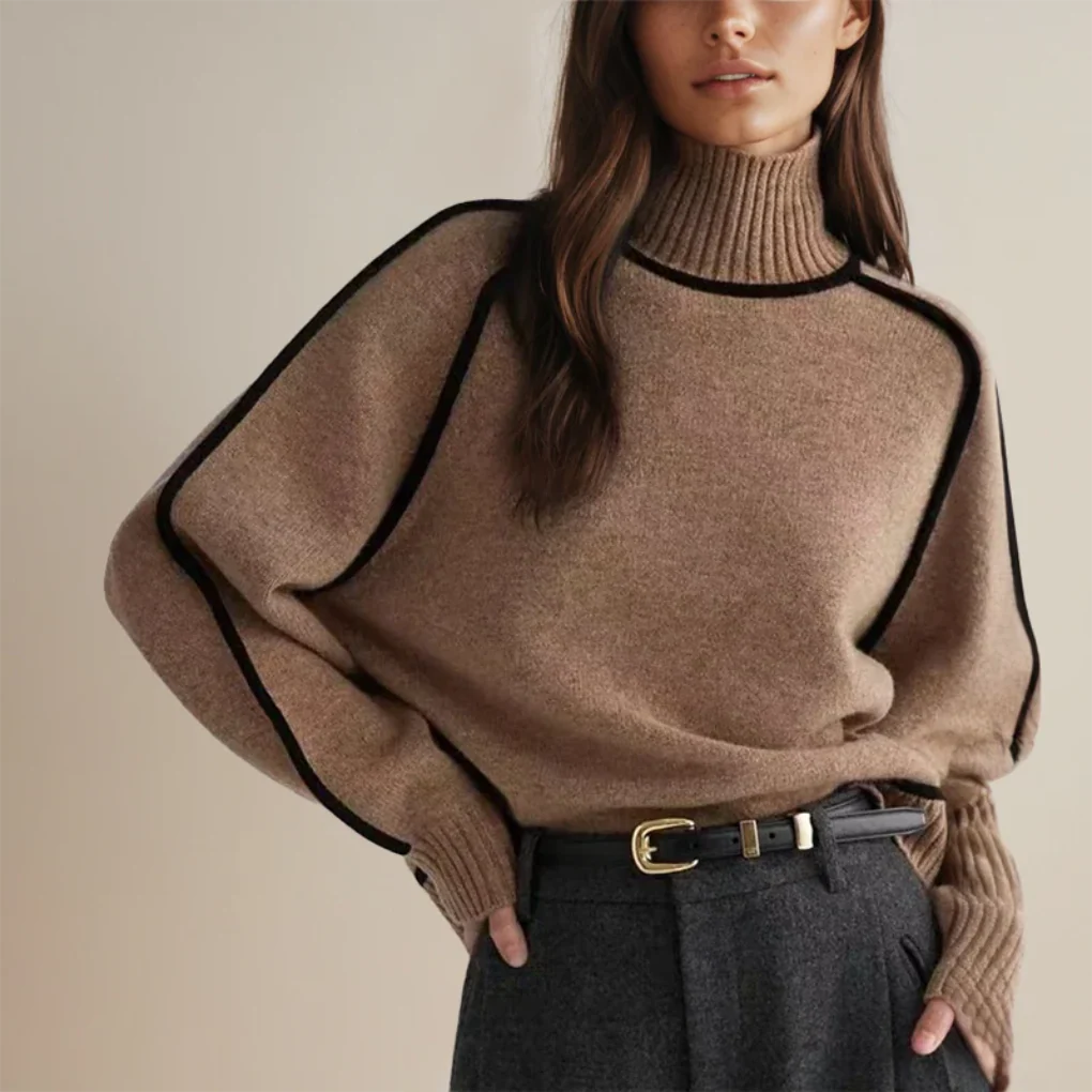 Maglione caldo a collo alto da donna