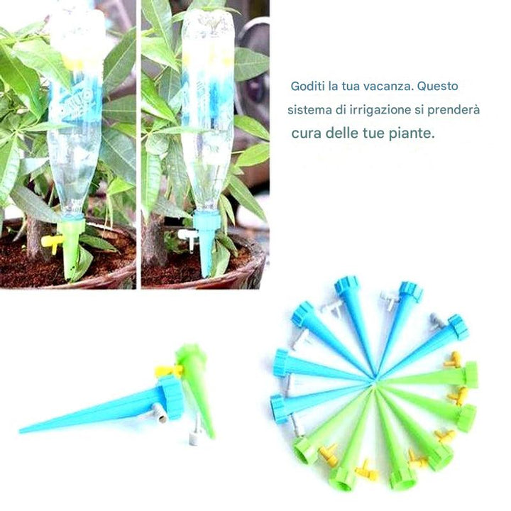 Picchetti per irrigazione automatica delle piante (confezione da 12) – Aiuto da giardino a flusso regolabile