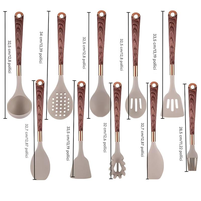 Set de utensilios de cocina de silicona de 10 piezas