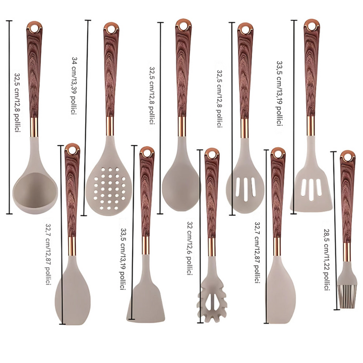 Set de utensilios de cocina de silicona de 10 piezas