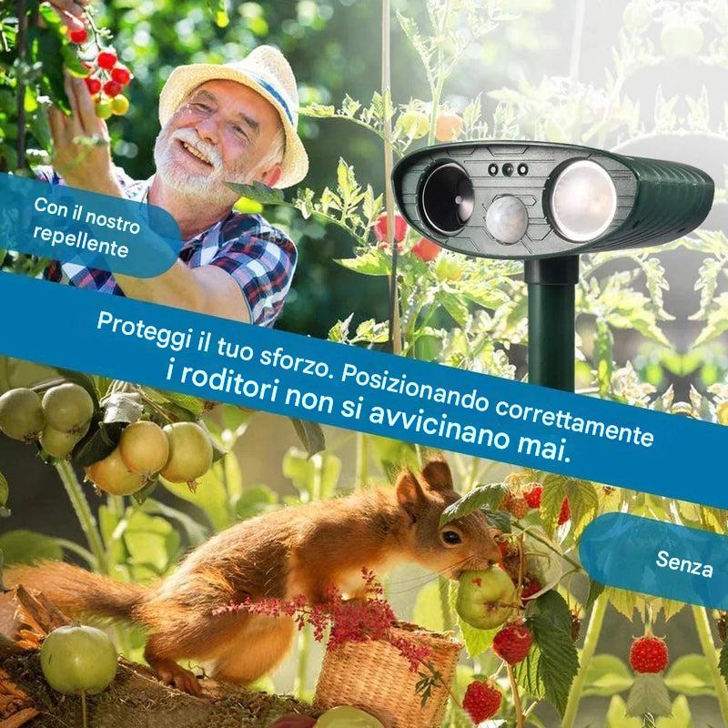 Repellente per animali a ultrasuoni solare attivato dal movimento