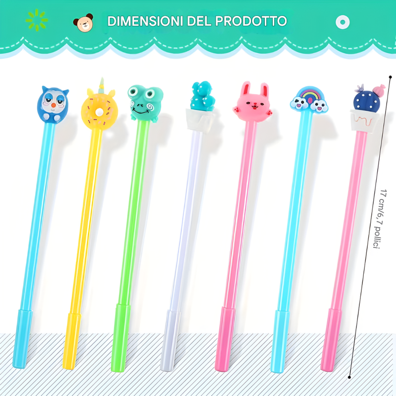 Set of 20 gel pens in cartoon shape
