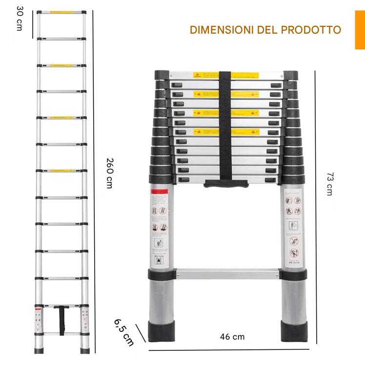 Escalera telescópica extensible con altura regulable