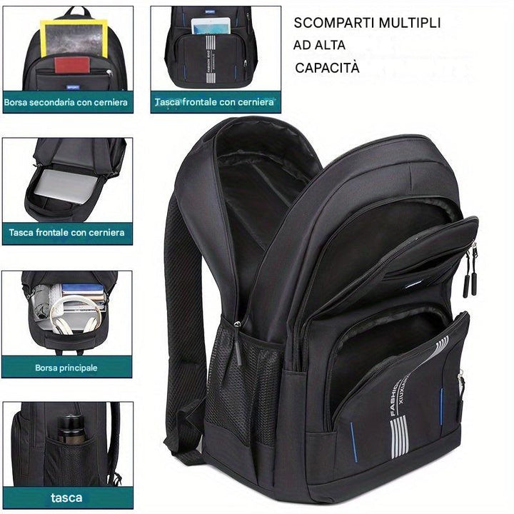 Zaino in pelle da uomo resistente