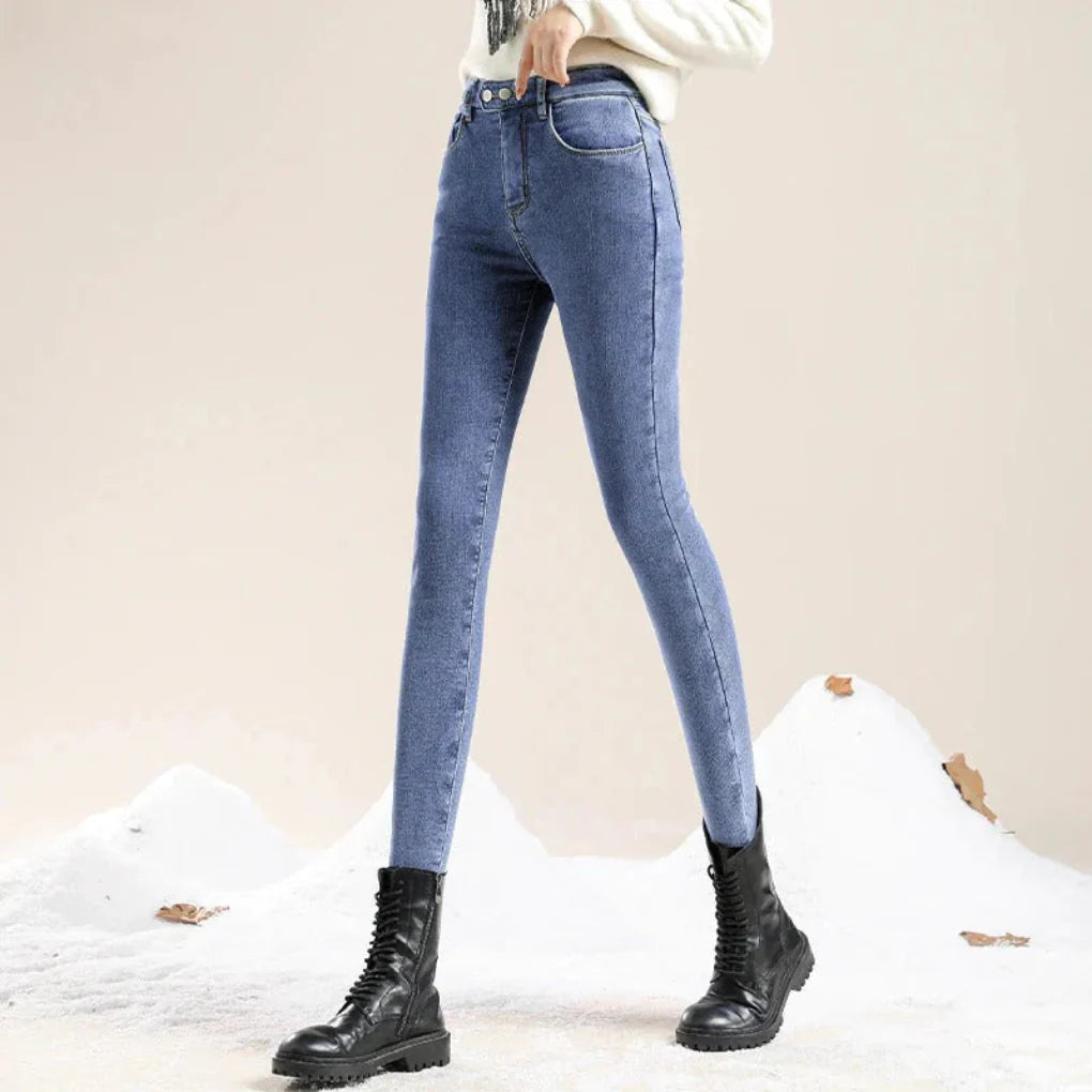 Jeans invernali da donna a vita alta